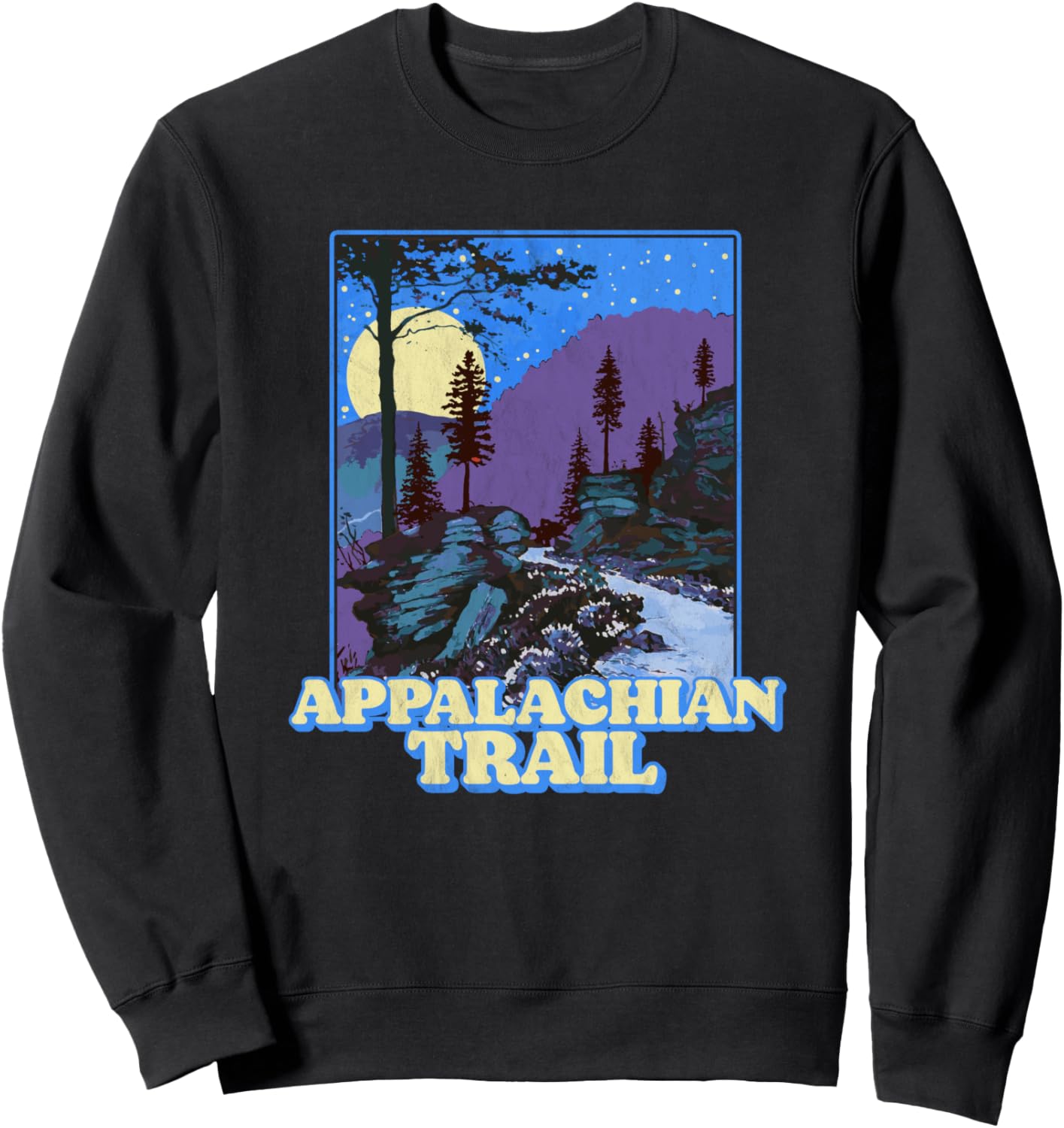 

Винтажная толстовка в стиле ретро с изображением ночной сцены Аппалачской тропы и гор The Public Lands Outdoor Lab, черный