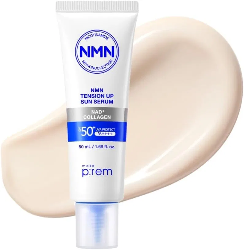 Солнцезащитный сыворотка-основа Make Prem NMN NAD Tension Up Sun Serum, 50 мл, бежевый Makep:Rem