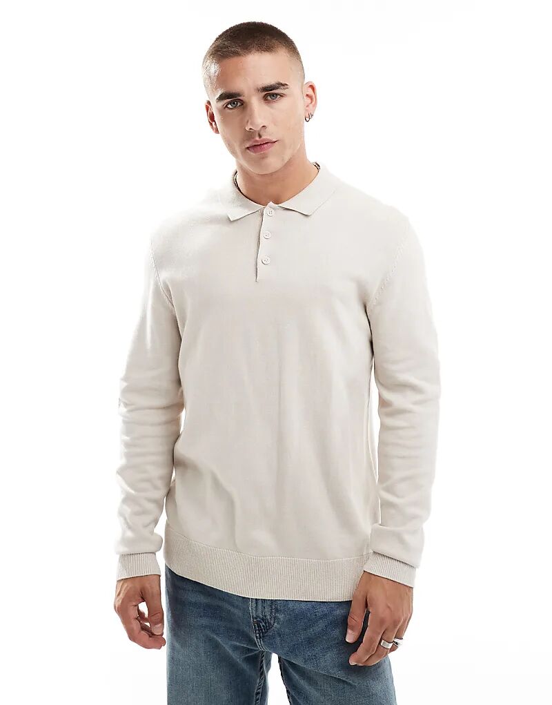

Трикотажное поло бежевого цвета Jack & Jones