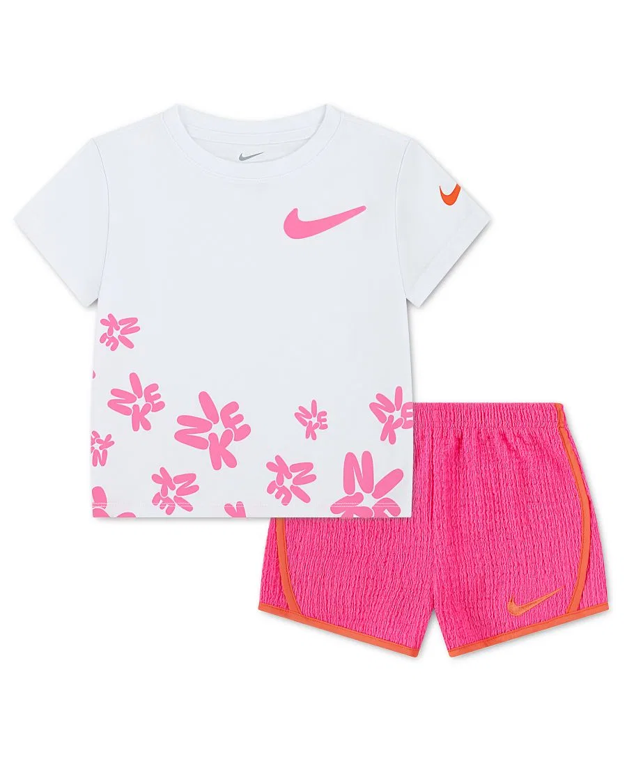 Детский комплект из футболки с коротким рукавом и шорт Bold Play (размер 4-6X) Nike, розовый