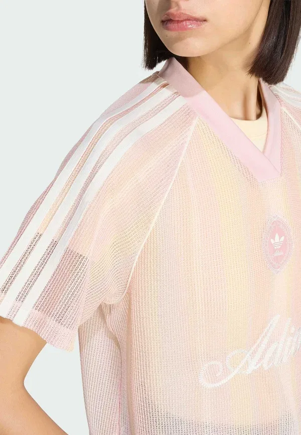 Футболка оверсайз с принтом Adidas Originals Summer Glow, песочный розовый — фото 4