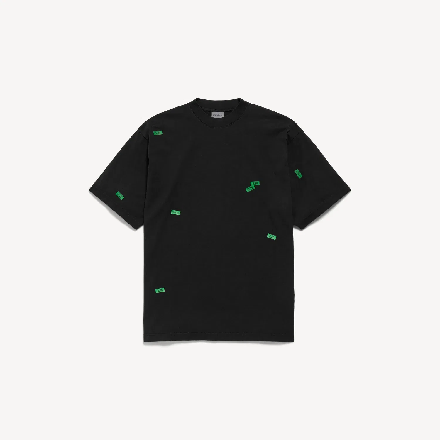 Мужская футболка с принтом 520 Stickers, средний крой, черного/зеленого цвета BALENCIAGA, черный