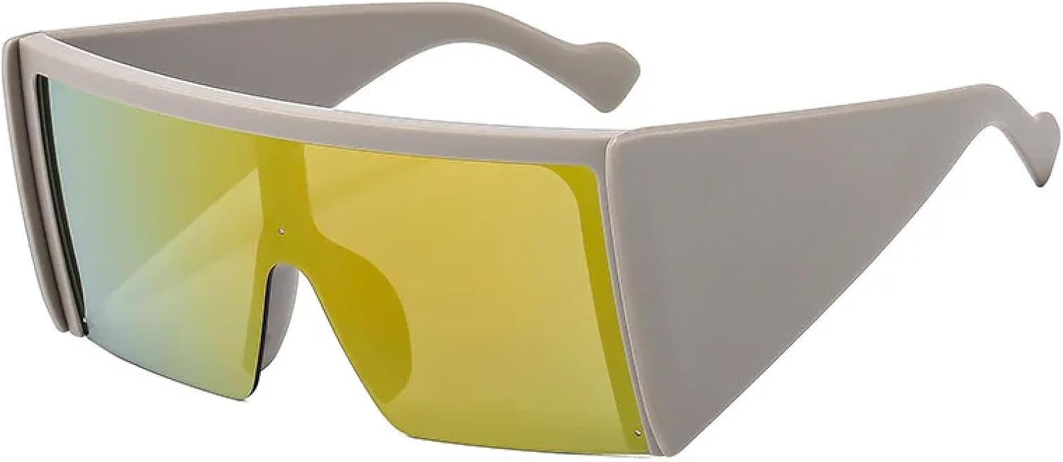 

Большие цельные зеркальные солнцезащитные очки для женщин, модные очки для активного отдыха на открытом воздухе, защита от УФ-излучения UV400 VVTWSSW, Coffee-redmirror