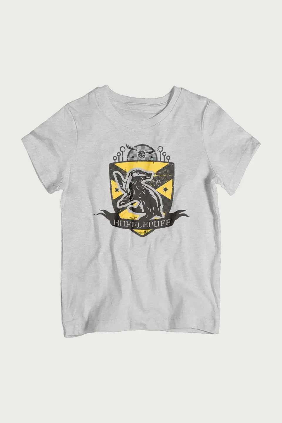 Футболка Hufflepuff Quidditch Distressed Shield Harry Potter, серый — фото 2