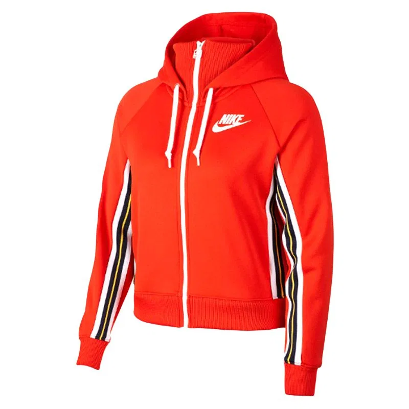 Куртка Nike оранжево-красная с капюшоном для женщин