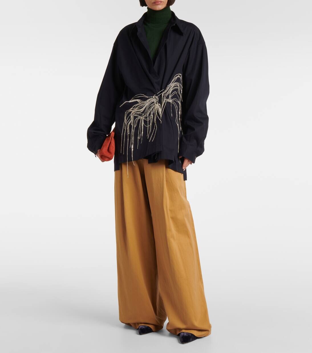 Широкие брюки из хлопка Dries Van Noten, песочный — фото 2