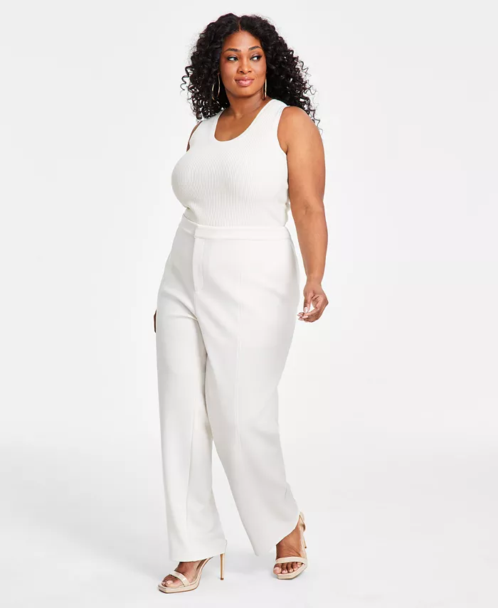 

Модные облегающие брюки прямого кроя на резинке Scuba Straight-Leg Pull-On Pants Nina Parker, коричневый/бежевый