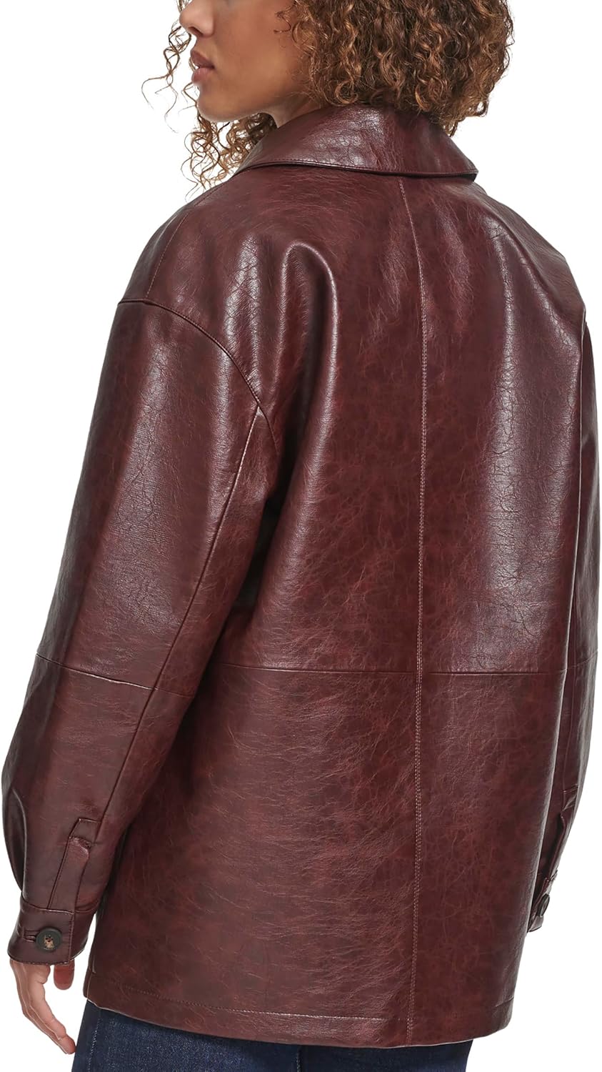 Женский свободный пиджак Levi's из искусственной кожи, Oxblood Gloss — фото 3