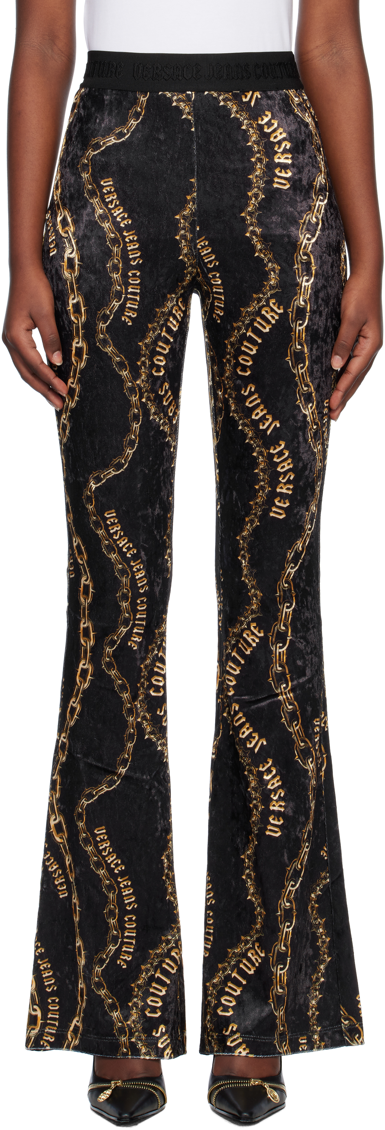 

Черные и золотые брюки Chain Lounge Versace Jeans Couture