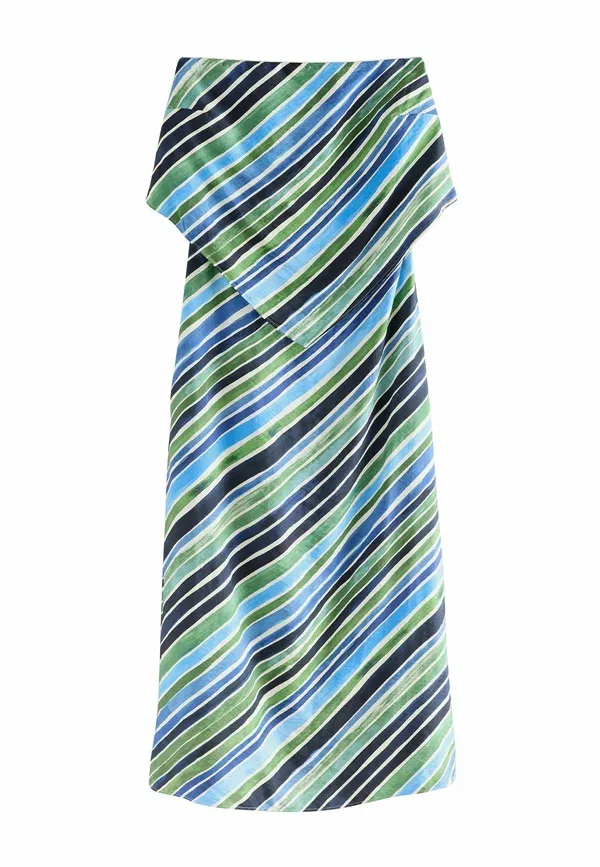 Платье Regular fit bandeau scarf detail midi dress Next, синяя полоска