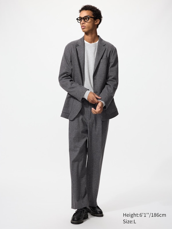 

Широкие брюки со складками (елочка) Uniqlo, 07 grey