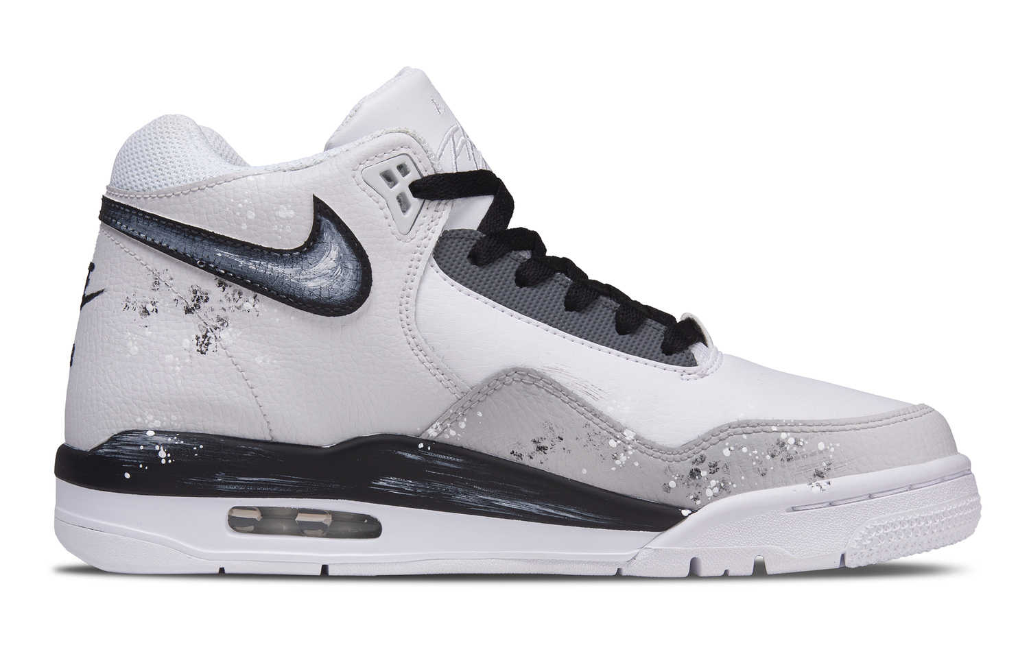 Nike Flight Legacy Thorn Bush Abrasion Resistant Mid top Vintage Basketball Shoes мужские черно-бело-серые — фото 3