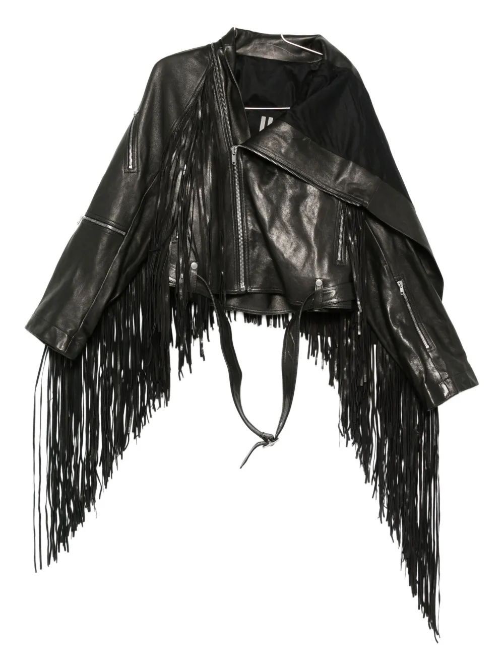 

Кожаная куртка с бахромой Rick Owens, черный