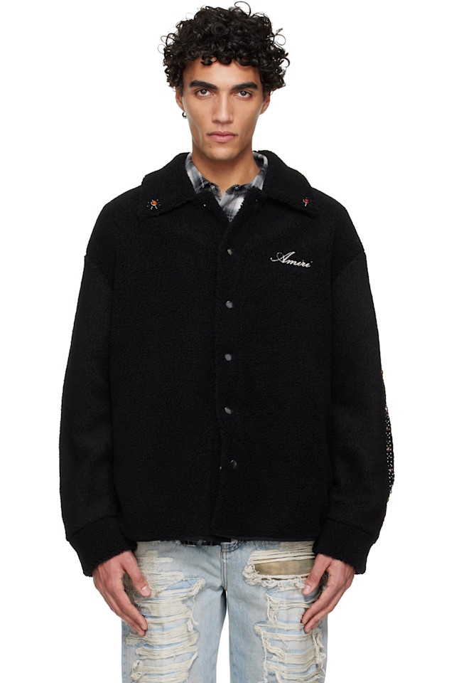 

Рубашка, украшенная костями Amiri, черный