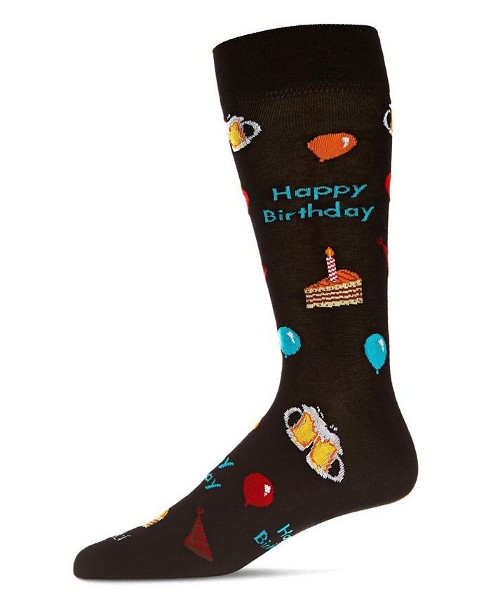

Мужские носки из искусственного шелка с днем рождения из бамбука Novelty Crew Socks MeMoi, черный