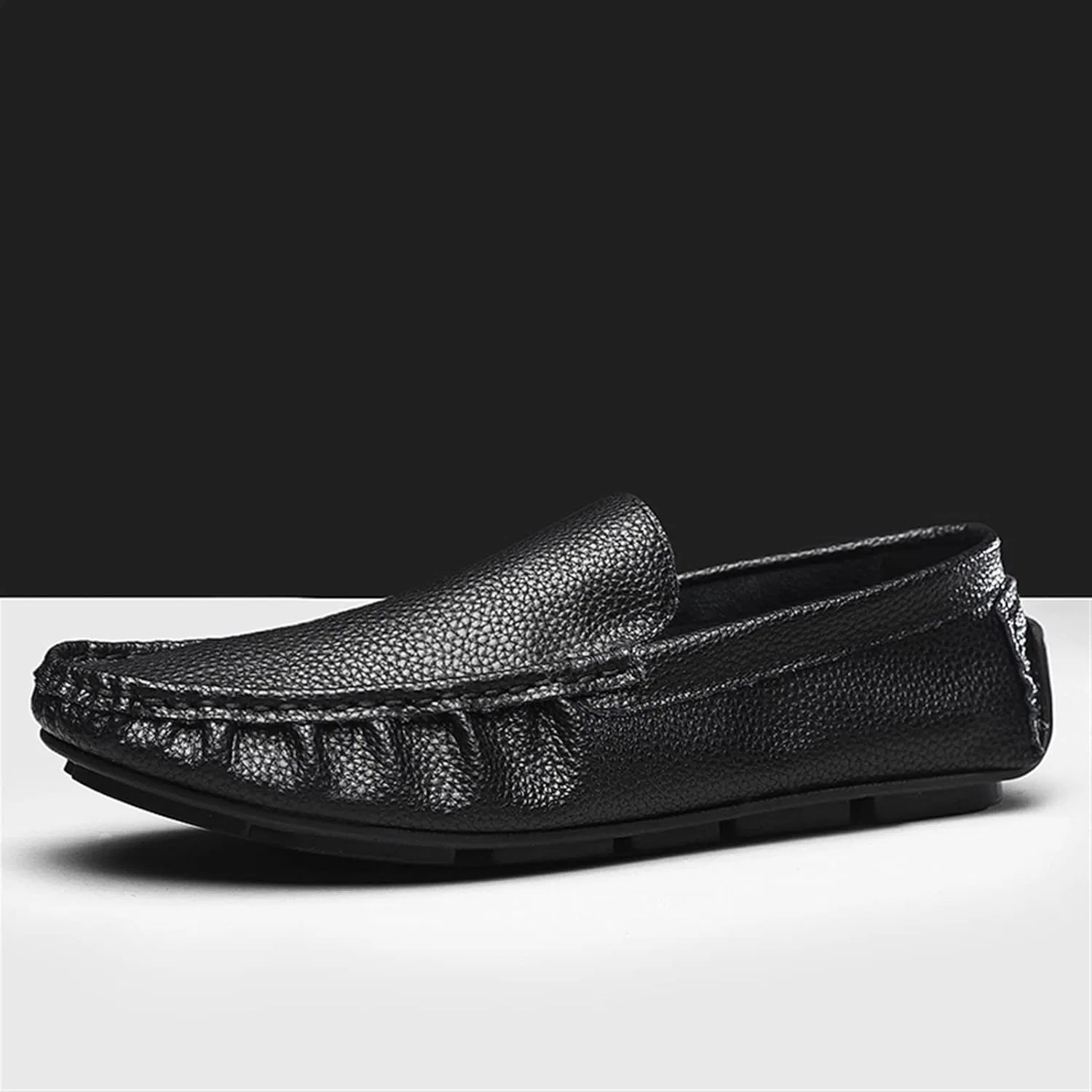Мужские лоферы, кожаные, Round Toe, Black PUGHGAETZF — фото 3
