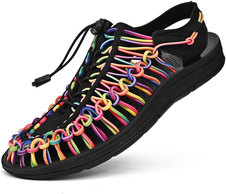 

Мужские сандалии из веревки, рыбацкая обувь, мужские ручные плетеные сандалии, удобные и легкие пляжные сандалии из шнура Safecams, черный