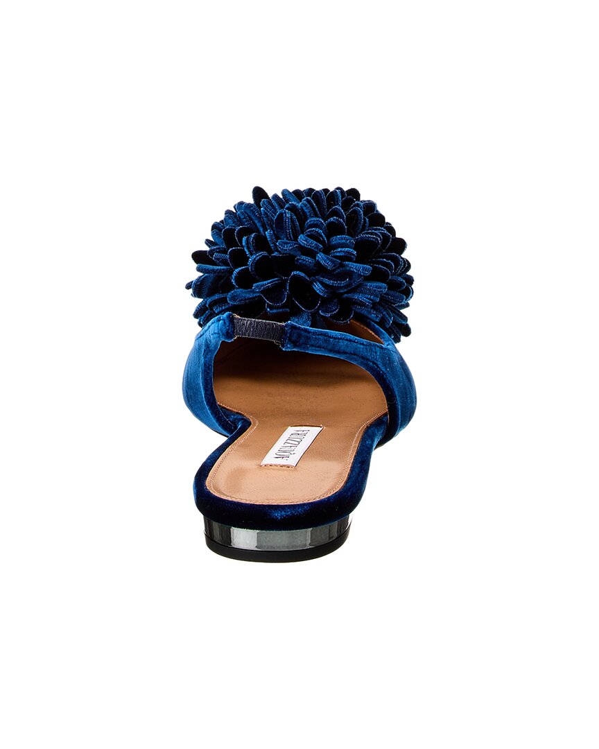 Туфли-лодочки Aquazzura Couturier Velvet Slingback Flat, синий — фото 3