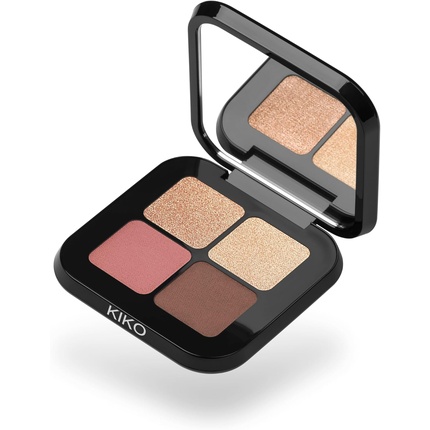 

Палитра теней для век KIKO Milano Bright Quartet с четырьмя запеченными тенями для сухого и влажного нанесения, вариации розово-лиловых оттенков