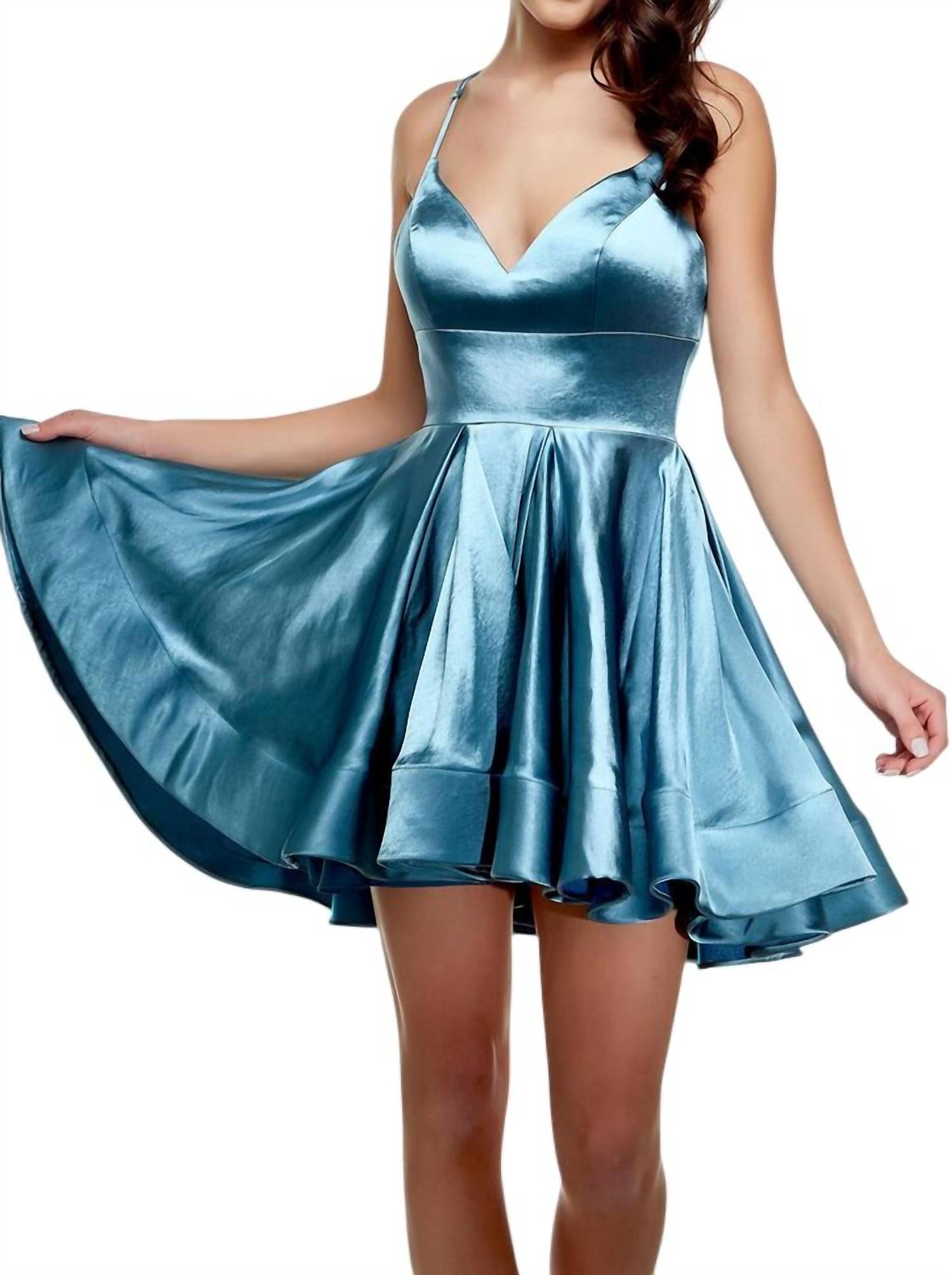

Короткое платье на бретельках в цвете French Blue ALYCE PARIS
