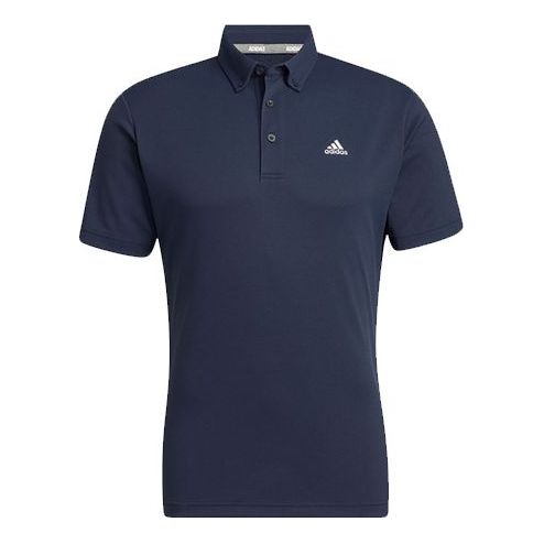 

Футболка Men's adidas Solid Color Logo Printing Casual Short Sleeve Navy Blue Polo Shirt H64608