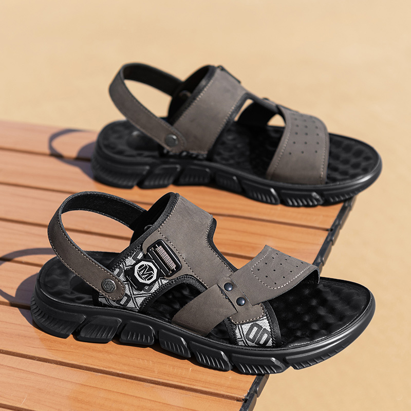 CALIFBULL Мужские пляжные сандалии Black/Gray, цвет Black[Leather Shoe Size: Size 40 in This Model = Athletic Shoes 41] — фото 3