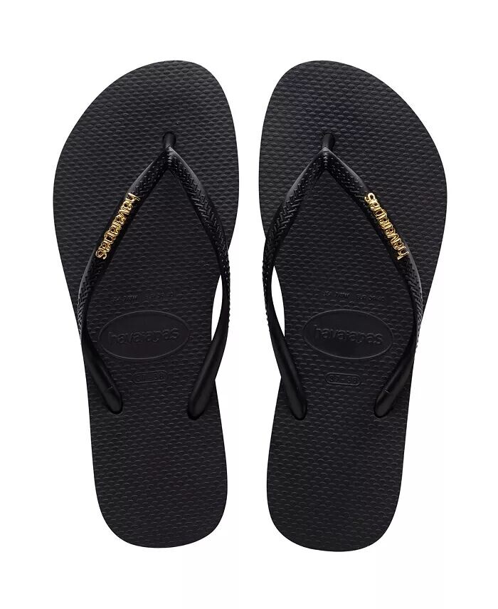 Женские узкие сандалии металлик с логотипом Havaianas, черный