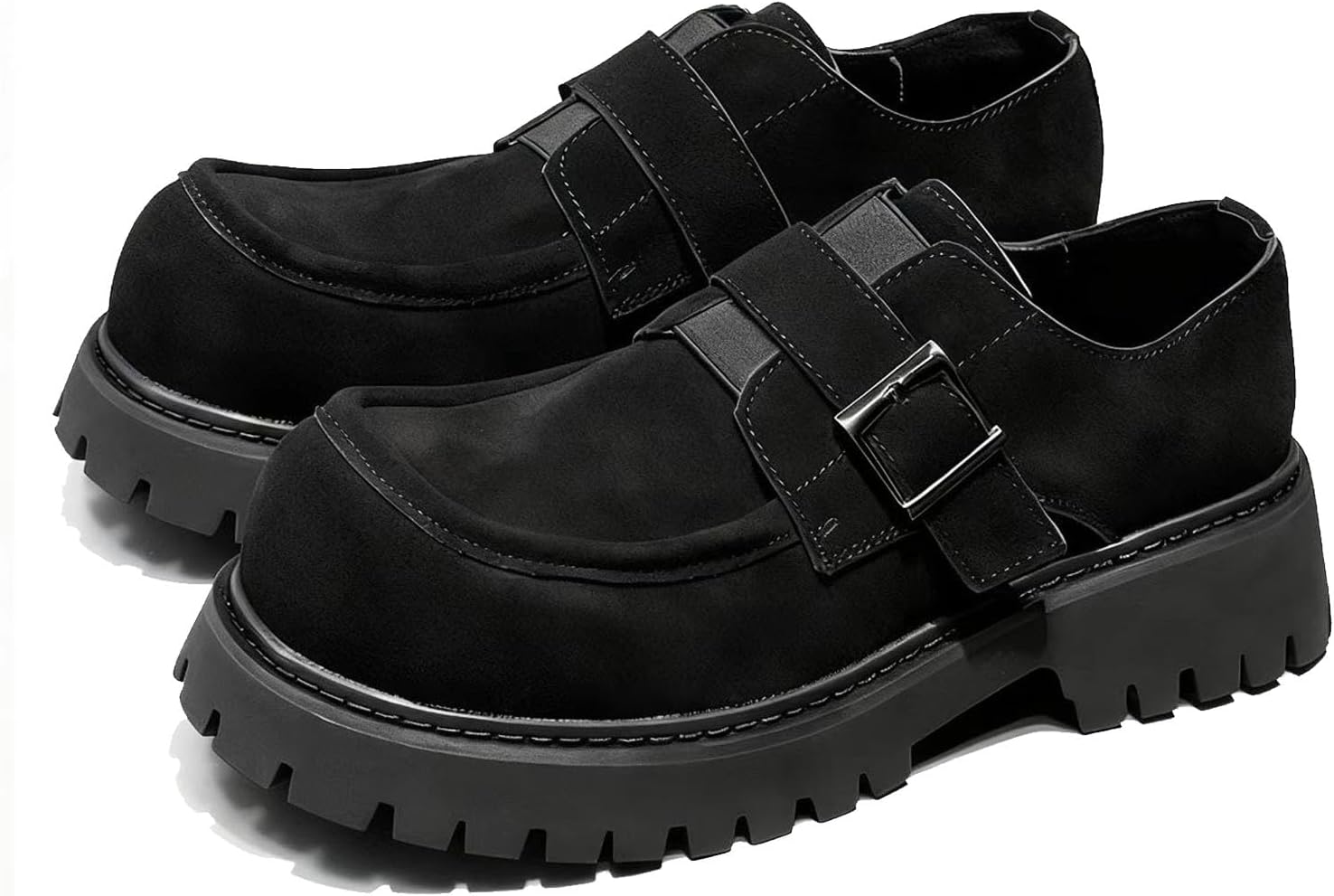 

Мужские замшевые лоферы на платформе с пряжкой Donrrndk, черный