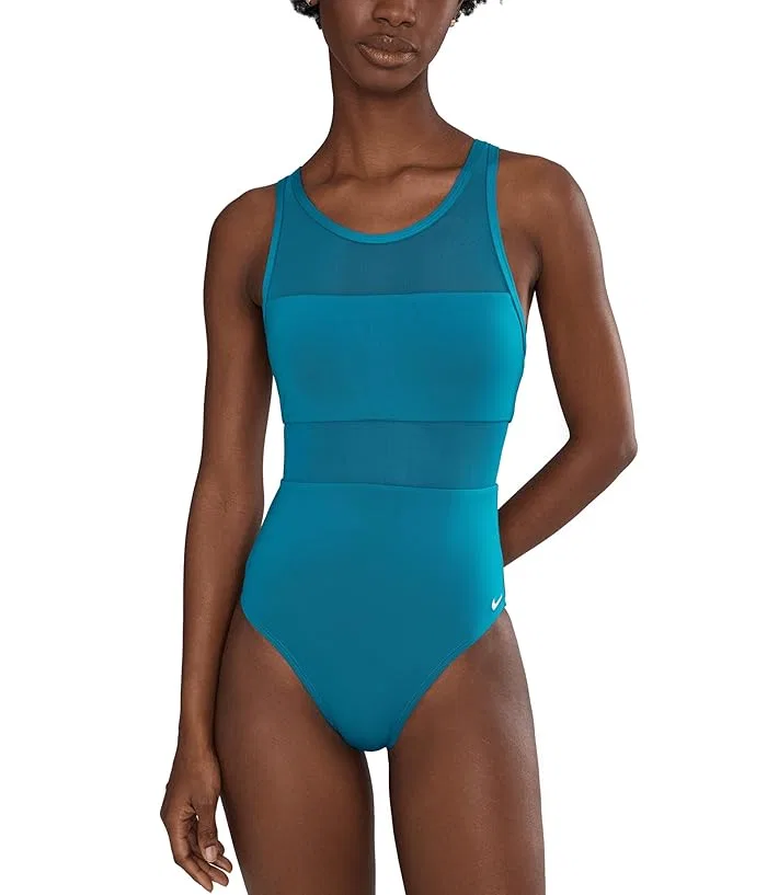Купальник Nike Swim Mesh V Back One Piece, Green Abyss