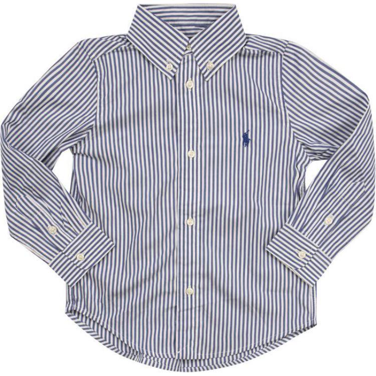 

Рубашка весна осень kids' blue white Polo Ralph Lauren, синий/белый