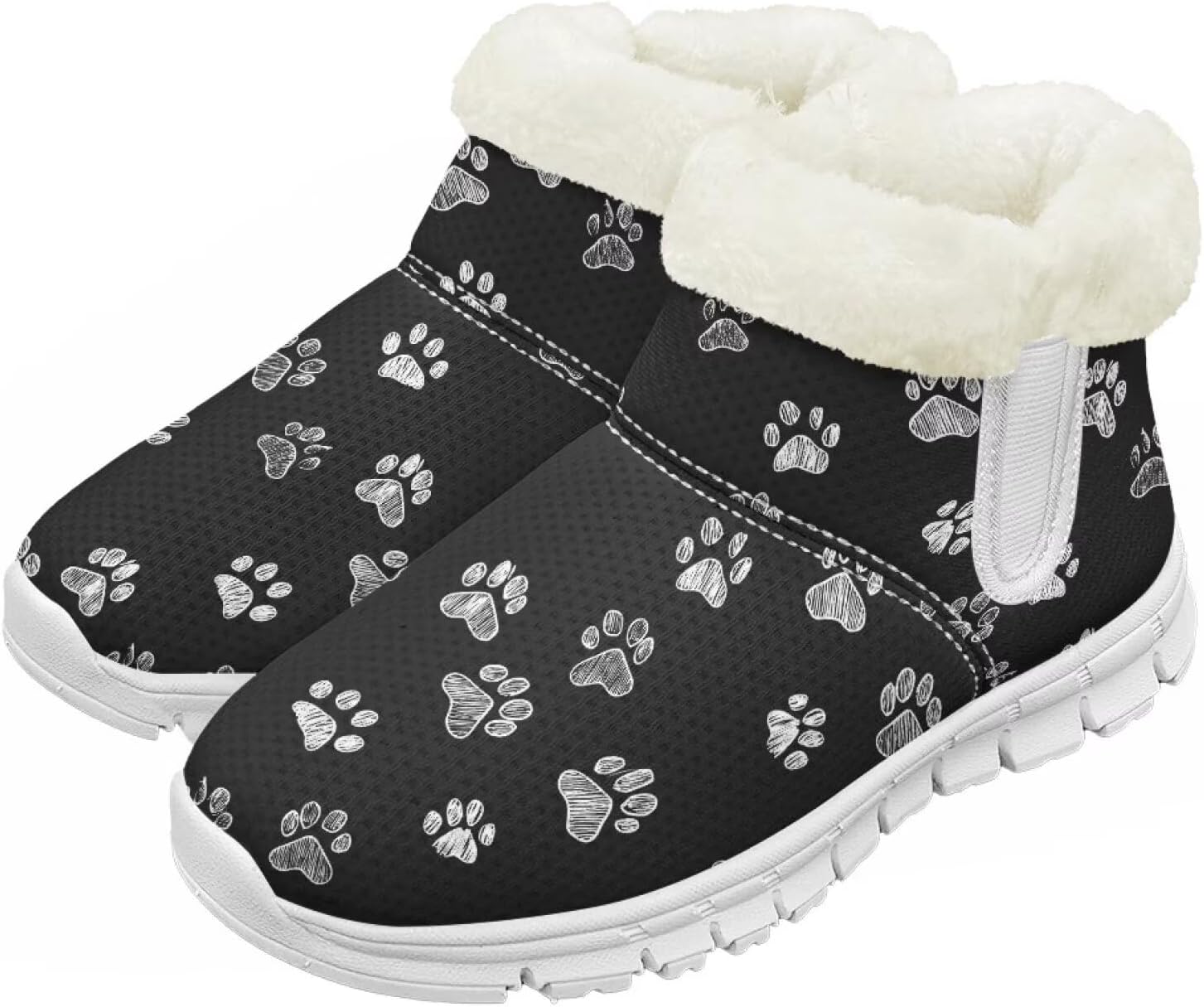 

Pzuqiu Зимние ботинки для девочек и мальчиков, ботильоны для детей с теплым мехом, противоскользящие, для прогулок, белая подошва