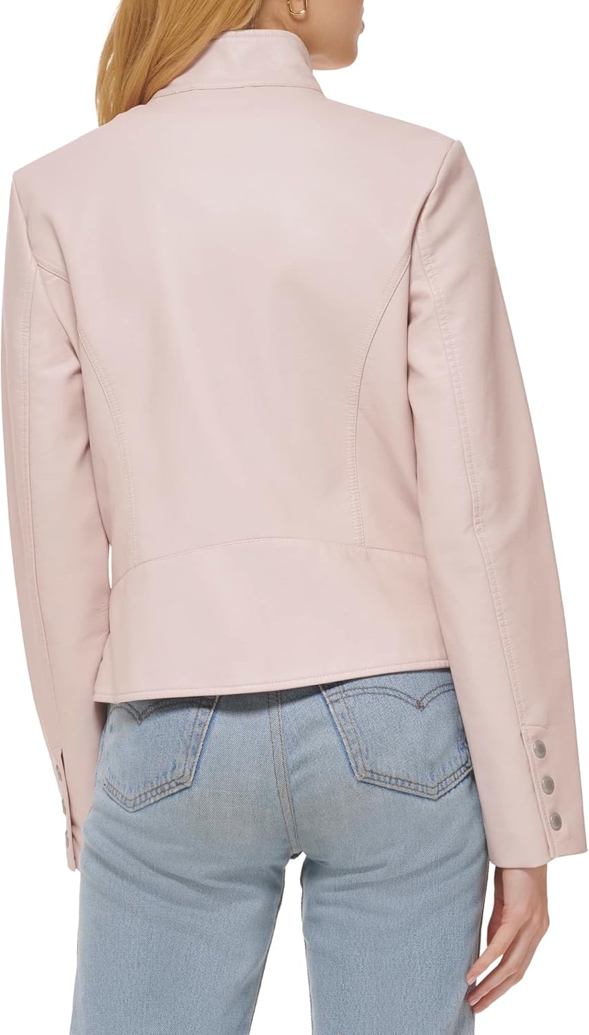 Женская куртка для мотокросса Levi's из искусственной кожи (стандартная и плюс), Peach Blossom Latch Collar — фото 4