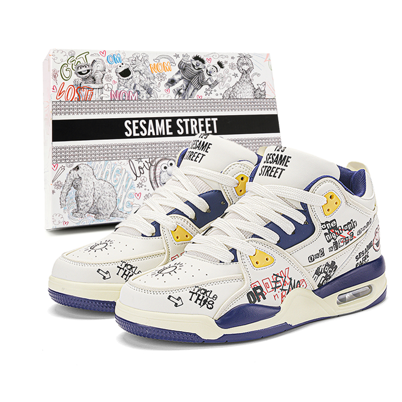 

SESAME STREET Амортизирующие противоскользящие и износостойкие баскетбольные кроссовки мид-топ унисекс - Graffiti Mi 3197, цвет Graffiti Mi 3197