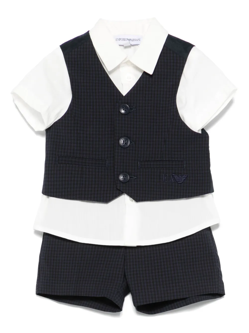 

Комплект из топа и шортов в клетку Emporio Armani Kids, синий