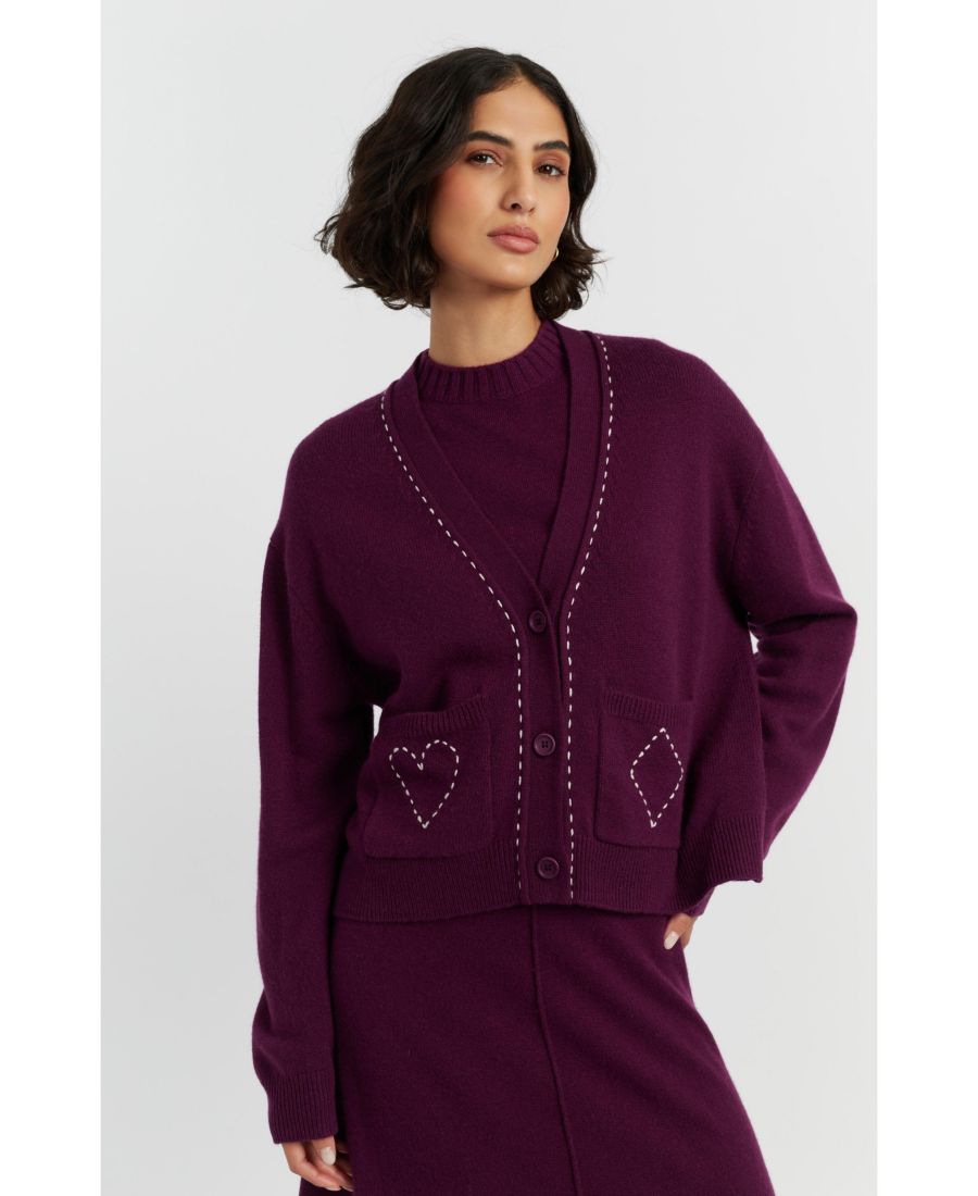 

Женский шерстяно-кашемировый кардиган Королева сердец Chinti & Parker, Mulberry