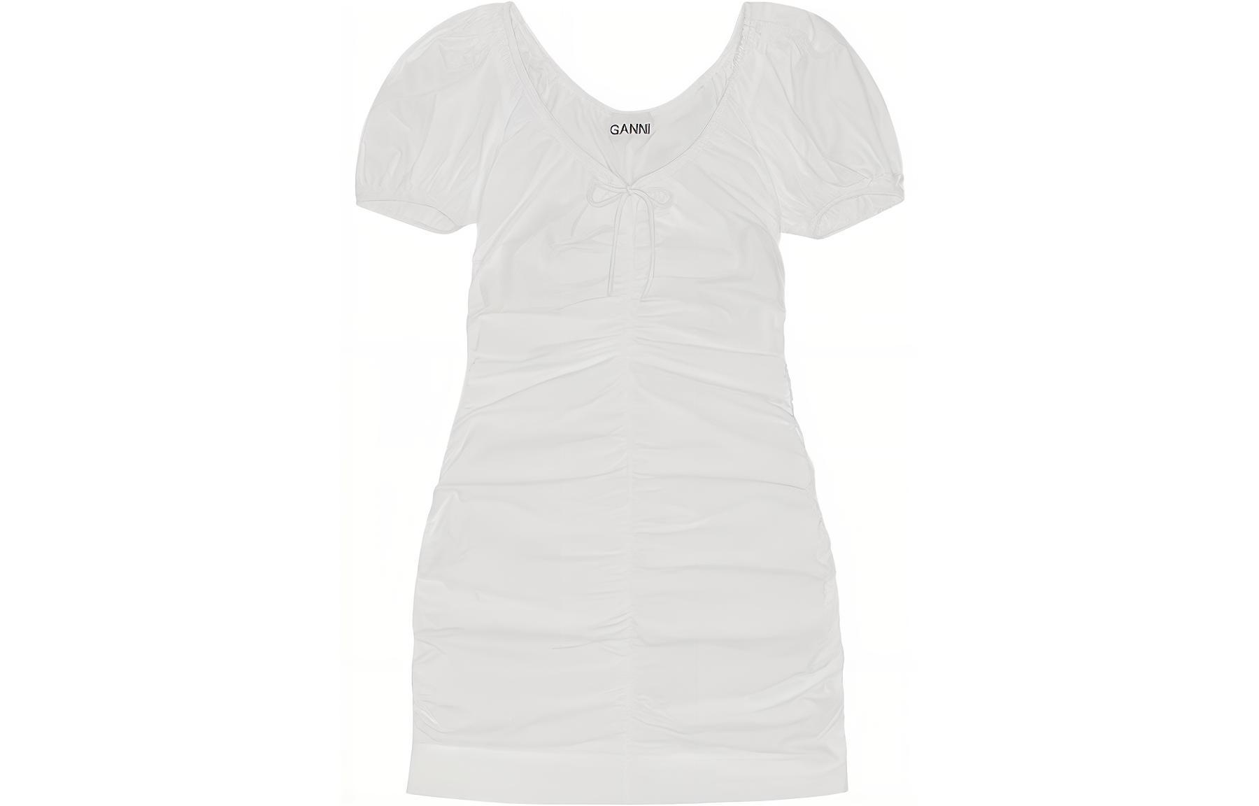 

Футболка с короткими рукавами женская GANNI, ярко-белая