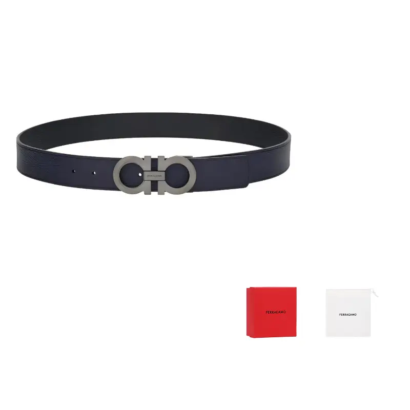 

Реверсивный кожаный ремень Gancini Ferragamo, черный
