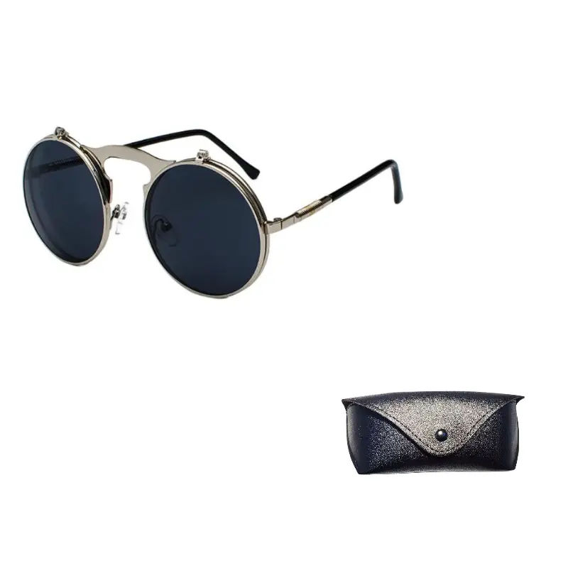 

JEANSWEST Круглые солнцезащитные очки унисекс, Silver Frame with Gray Lens