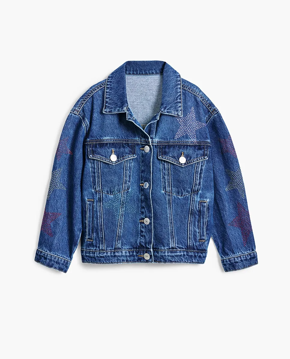 

Джинсовая куртка для девочек со стразами Desigual, синий
