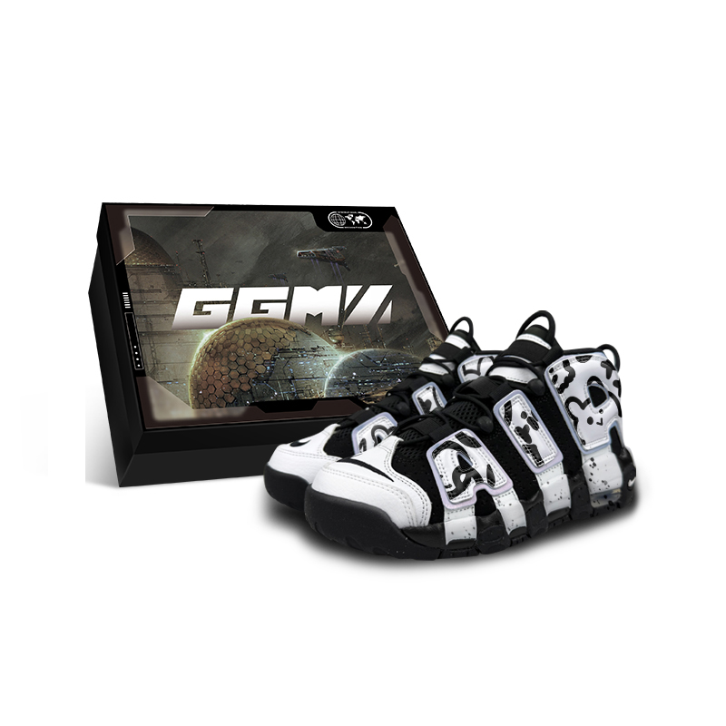 Nike Кроссовки баскетбольные Air More Uptempo Simple Black White Cushioning Mid top Black White Kids'