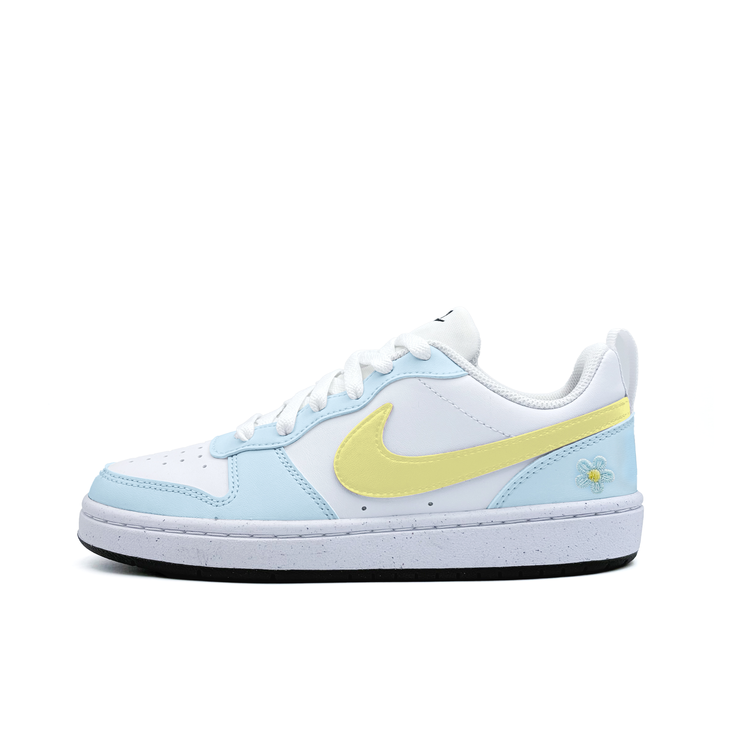 

Nike Court Borough Milk Blue Floral Low top Kids' Skateboarding Shoes White Teenagers