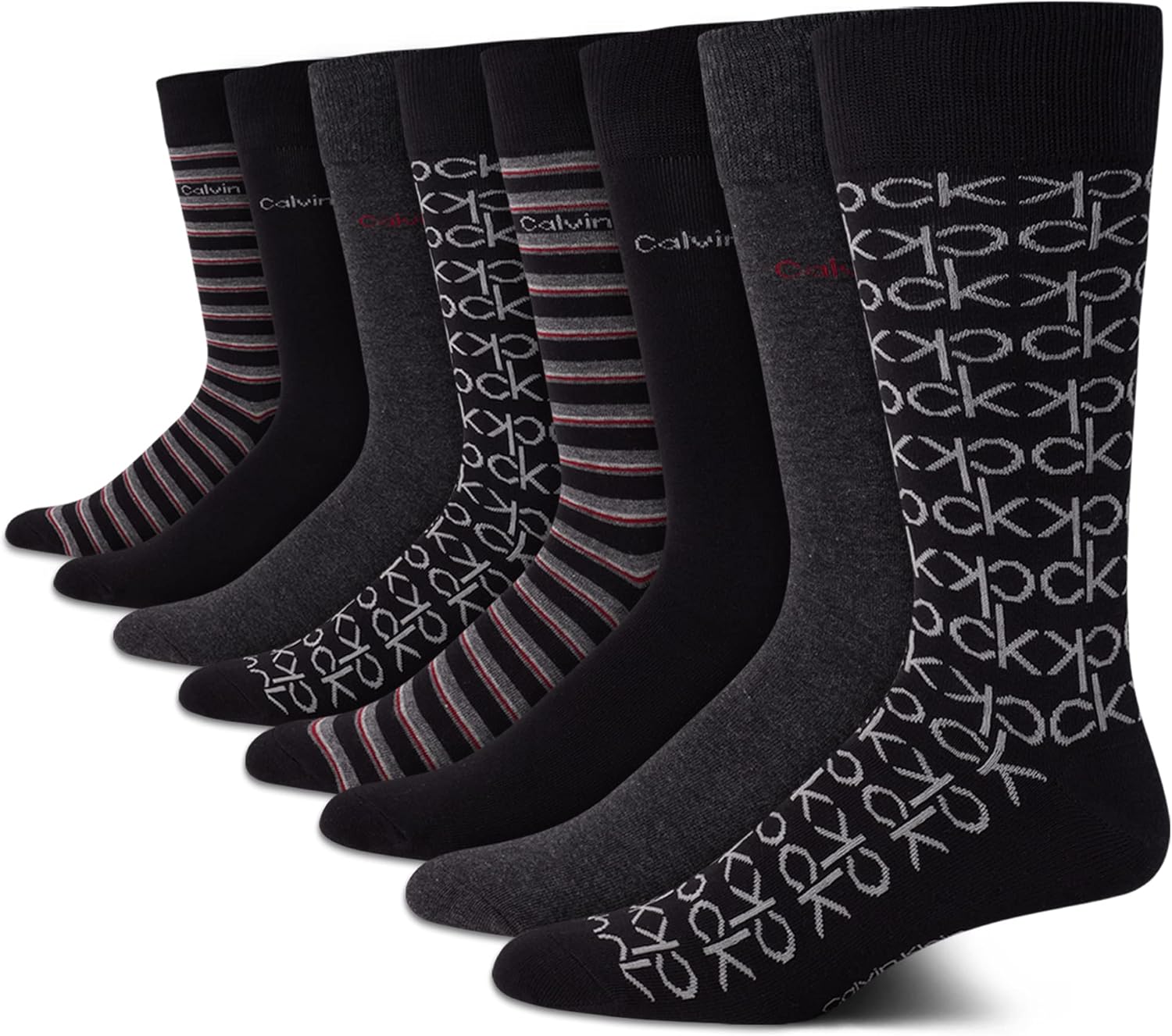 

Мужские носки Calvin Klein под повседневную одежду - 8 пар мягких рабочих носков из хлопковой смеси для мужчин, для повседневного делового и официального ношения, Black Multi