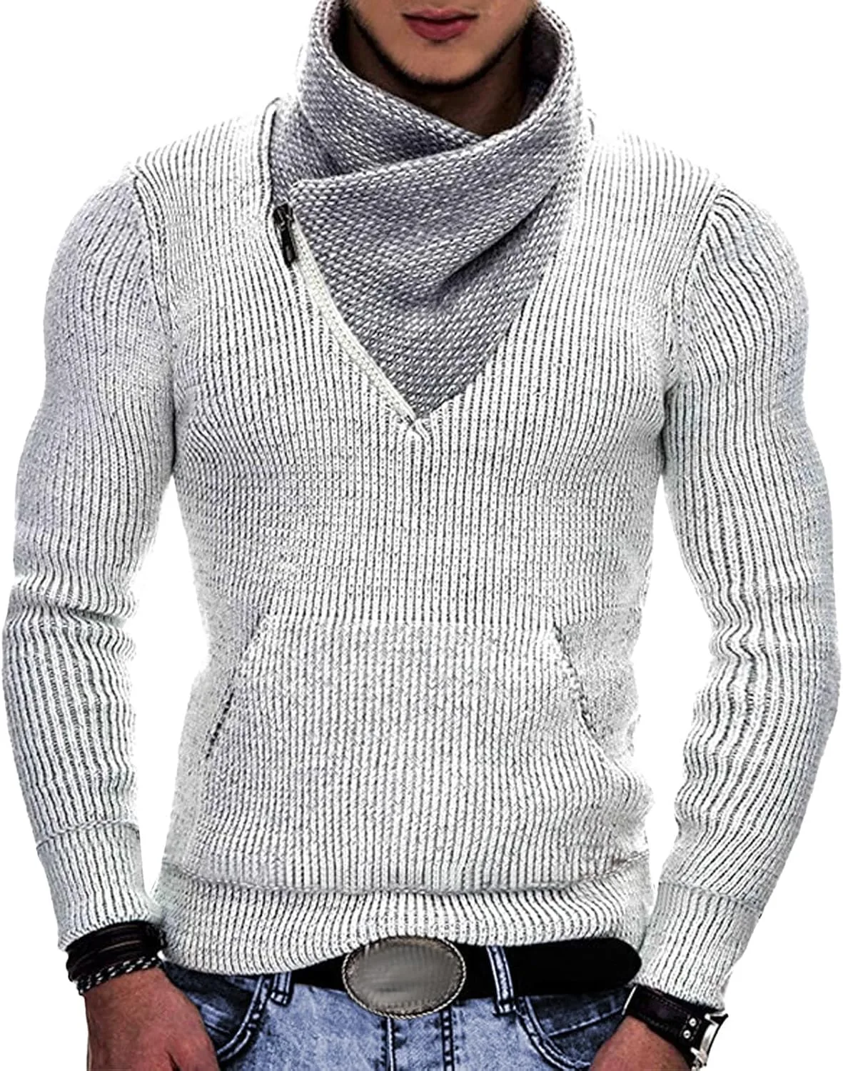 

Мужской водолазка с воротником-шалью, slim fit, зимняя