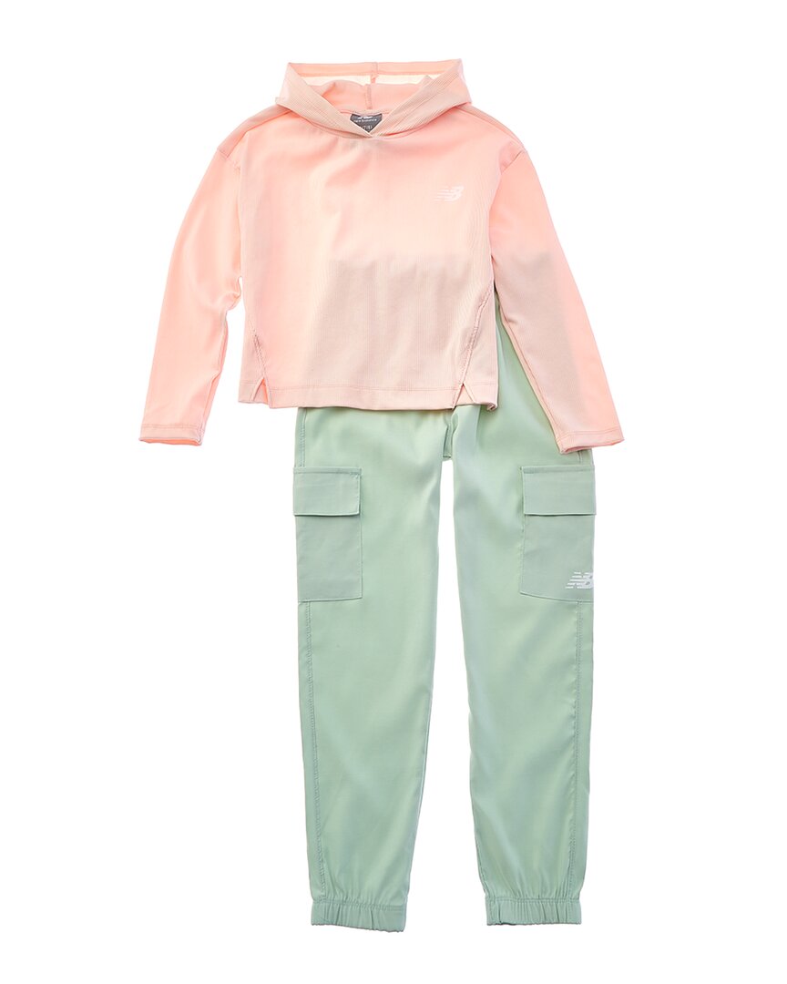 

New Balance Комплект из худи из ребристой ткани и брюк из тканного материала, розовый