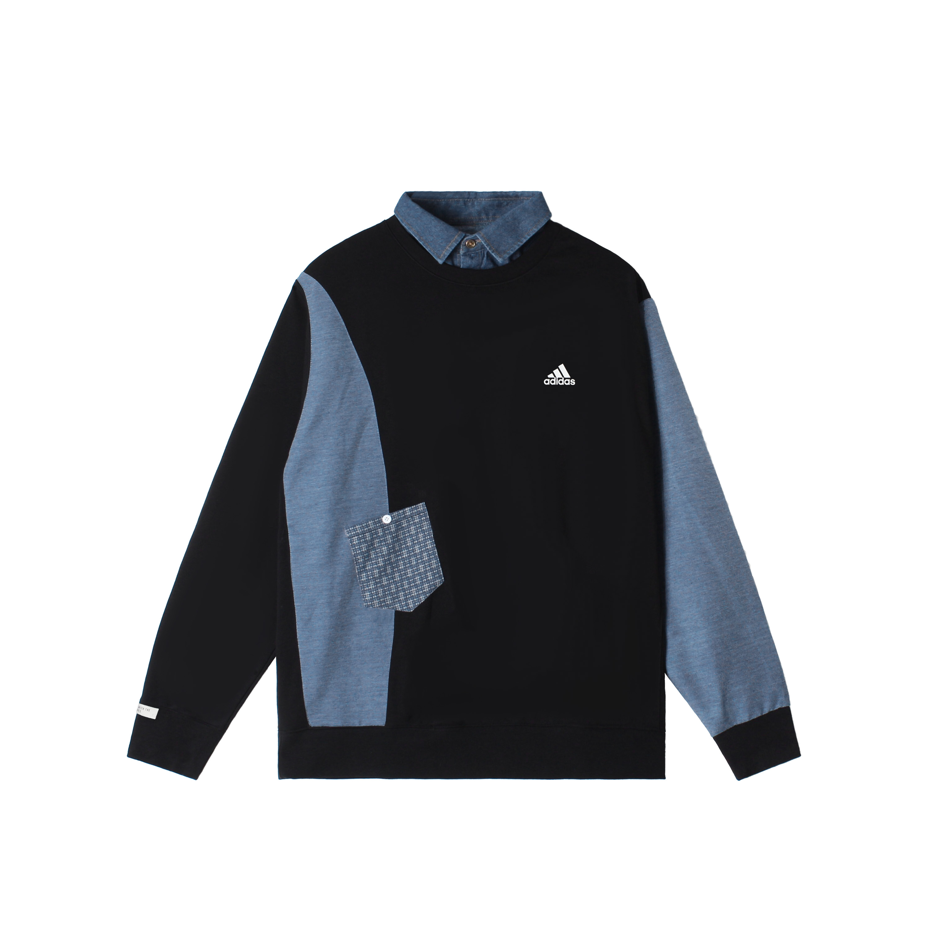 

Adidas Толстовки LABEL унисекс, черные с отворотом, средней толщины