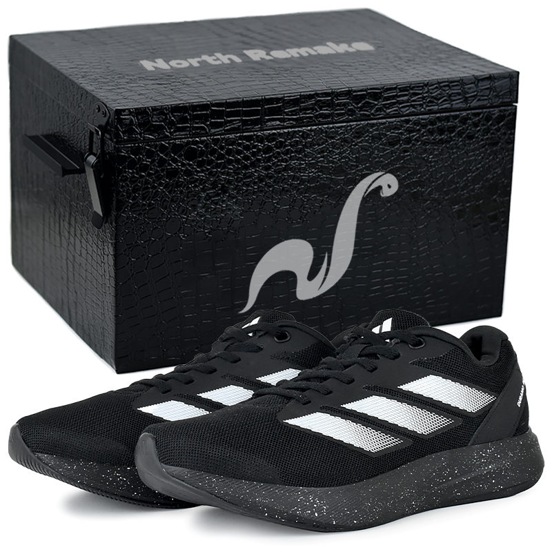 Adidas Дурамо RC амортизирующие и дышащие низкие кроссовки унисекс черно-белые с подарочной упаковкой размер 6, цвет Black White-Gift Box Included 6 — фото 3