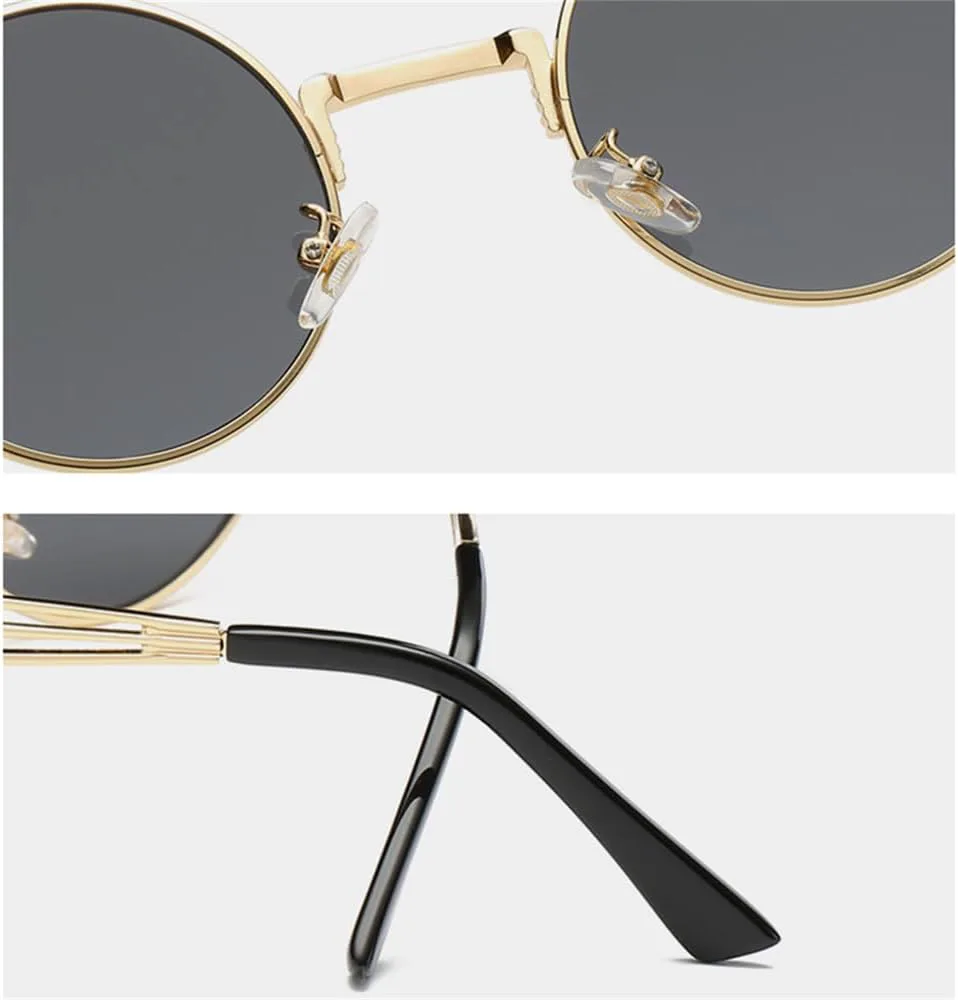 

Круглые солнцезащитные очки в стиле стимпанк для мужчин и женщин, металлические, винтажные солнцезащитные очки с защитой от УФ-излучения UV400 VFDHN, Gold Clear