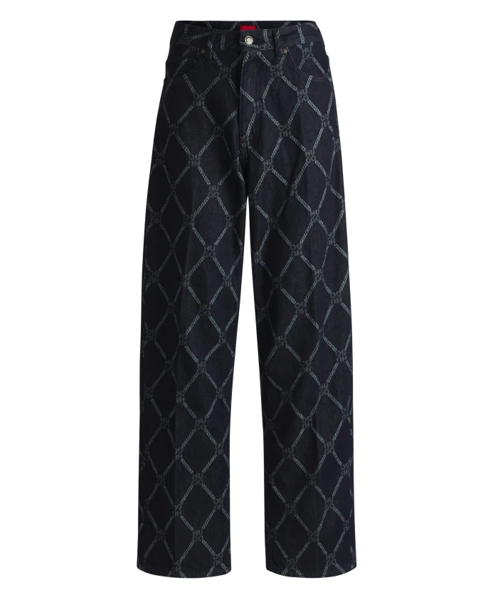 

Широкие джинсы с логотипом Stack Hugo, синий