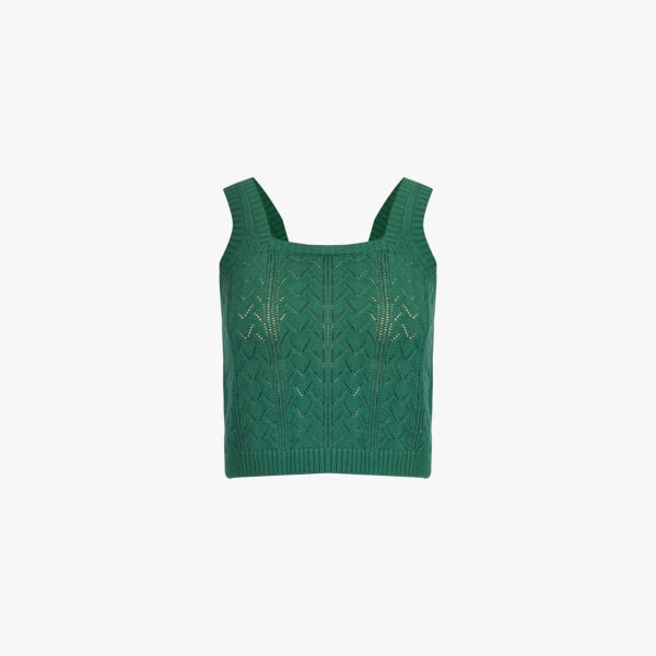 

Укороченный топ из хлопковой смеси с квадратным вырезом Weekend Max Mara, зеленый