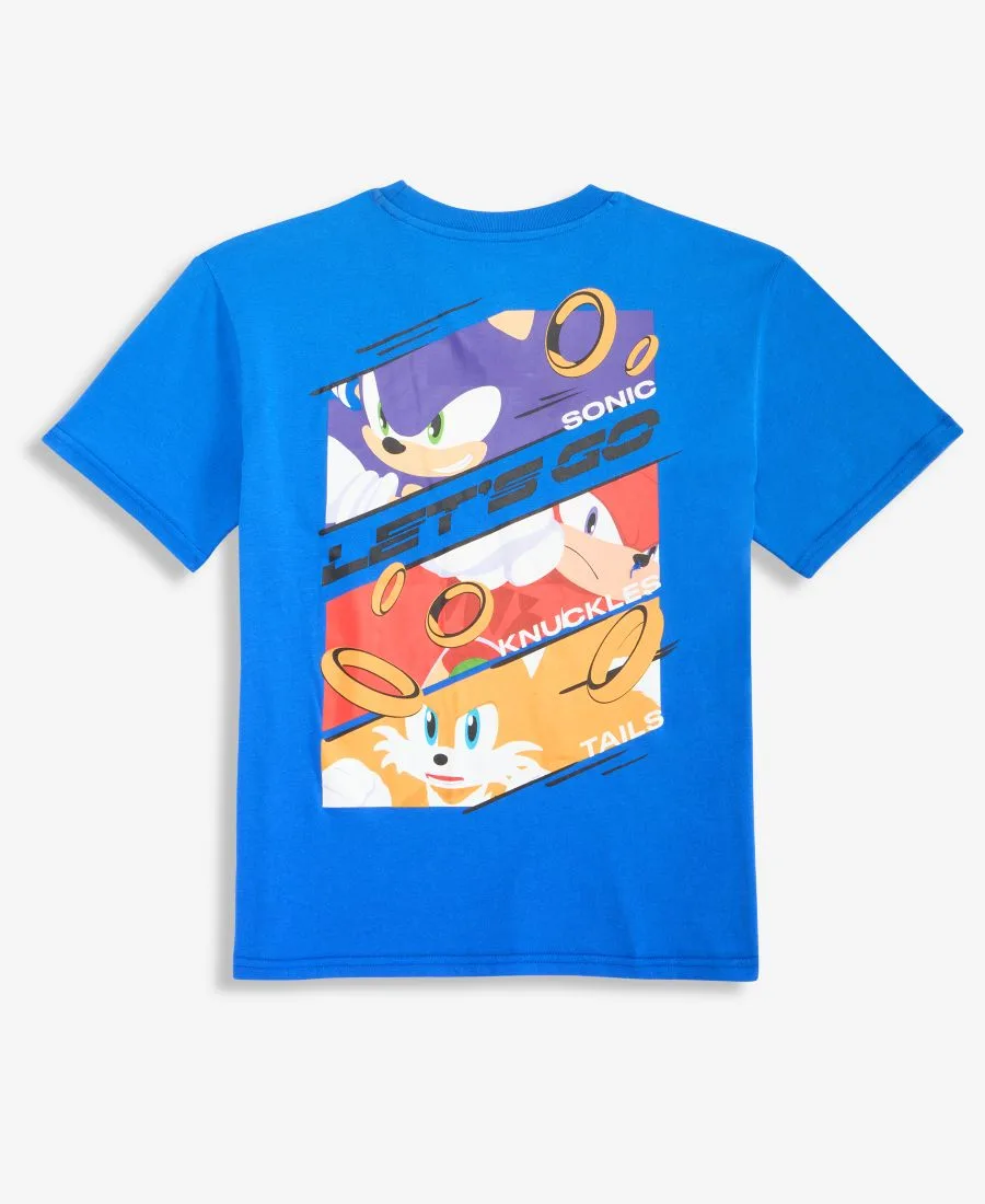 Детская футболка с коротким рукавом "Lets Go" для мальчиков 5-20 лет Sonic, синий — фото 4